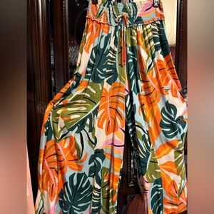 Tropical Boho Wide- Leg Pants